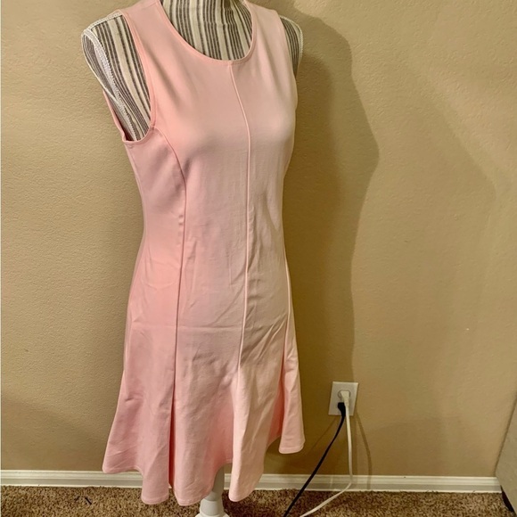 New TEXTILE Elizabeth and James Skater Dress Large Pale Pink Sleeveless Flare - Picture 5 of 16